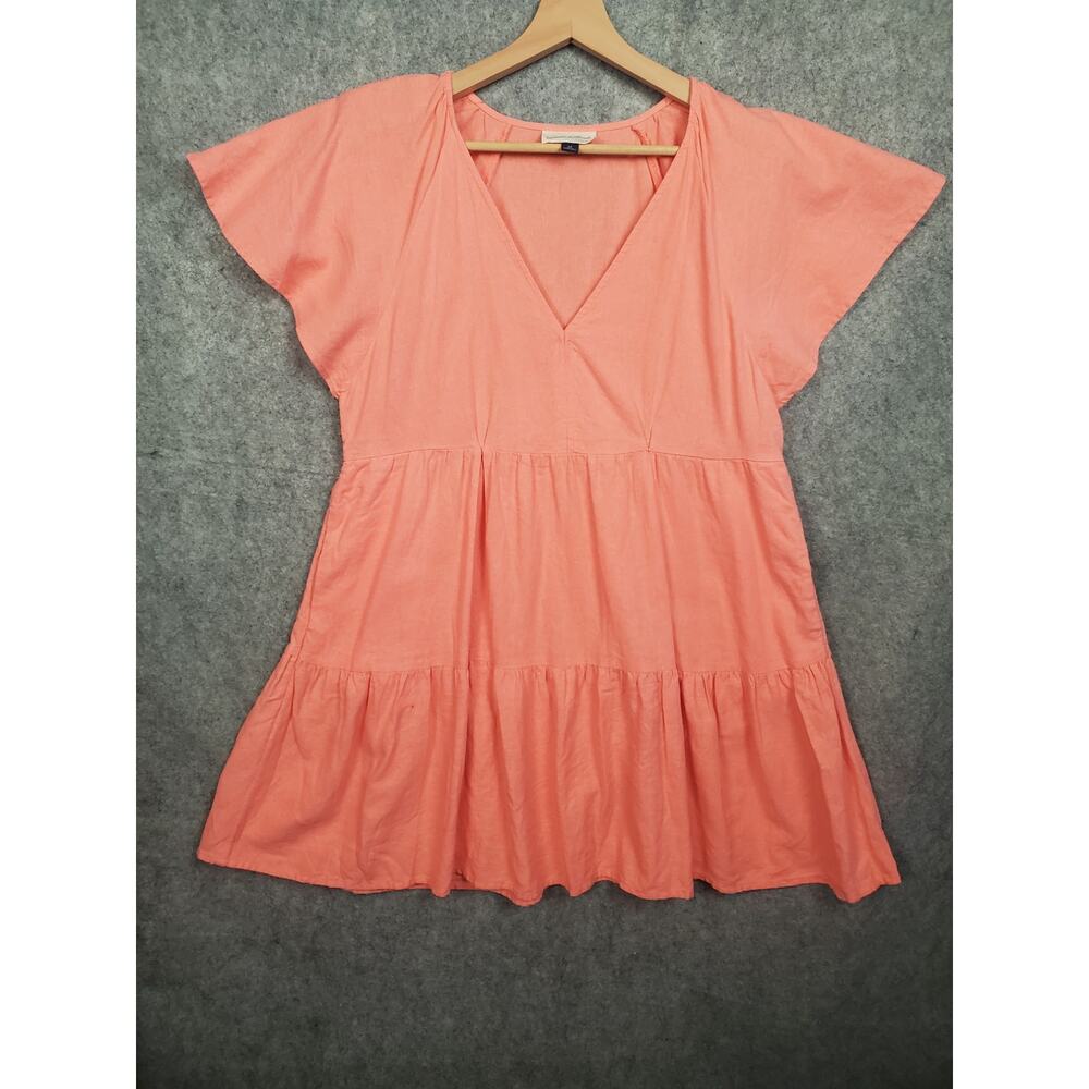 Women's Universal Thread Size Medium Pink Short Sleeved Tiered Midi Dress